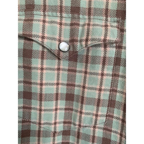 Ralph Lauren Women’s 6 Plaid Thick Flannel Top Green Snap Button Cabin Country - Picture 5 of 11